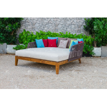 Meilleures ventes Hot Trendy Design Poly Rattan Double chaise longue pour jardin extérieur